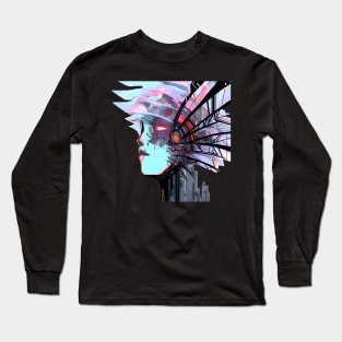 Picasso Style Face Above the City Long Sleeve T-Shirt